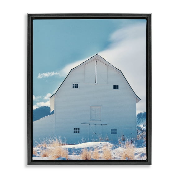 Stupell Industries Niveous Winter Barn Nautical & Beach Photography Black Floater Framed Canvas Art Print Wall Art, 17 x 21