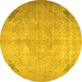 thumbnail image 1 of Ahgly Company Machine Washable Indoor Round Persian Yellow Traditional Area Rugs, 3' Round, 1 of 4
