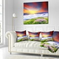 thumbnail image 3 of Designart Sunrise with Blooming Flowers - Landscape Printed Throw Pillow - 18x18, 3 of 5
