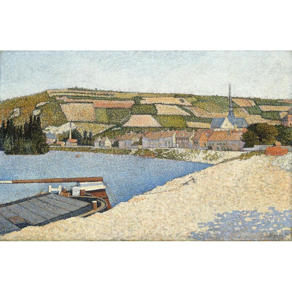 Paul Signac 14x11 Black Modern Framed Museum Art Print Titled - Les Andelys, Cote D'Aval (1886)