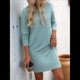 thumbnail image 4 of Vestido Mini Informal de Otoño para Mujer, con Cuello Redondo, Larga y Canalé Lago Verde XXL, 4 of 9