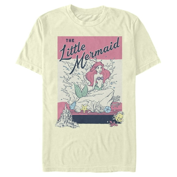 Men's The Little Mermaid Ariel Pink Poster Graphic T-Shirt