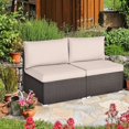 thumbnail image 2 of RELAX4LIFE 2-Piece Wicker Armless Sofa - PE Rattan Sectional Sofa Set w/Removable Cushions, All-Weather Sofa Chair Set for Porch, Balcony, Garden, Poolside, Outdoor Patio Sofa (Brown), 2 of 18