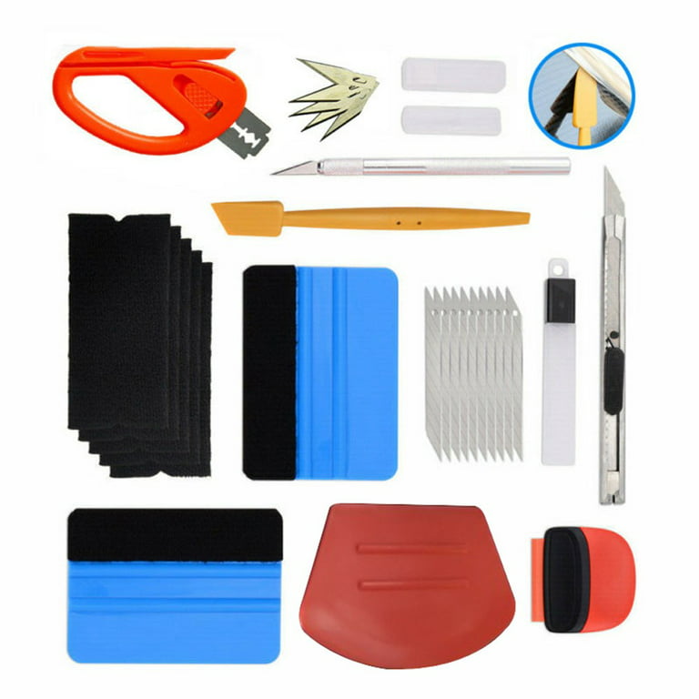 Vehicle Window Tint Film Install Vinyl Wrap Tool Kit Includes Felt  Squeegee, Safety Cutter, Utility Blades Vinyl Applicator Wrap Tools for Car