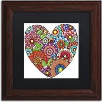 Trademark Fine Art "Floral Heart" Canvas Art by Hello Angel, Black Matte, Wood Frame