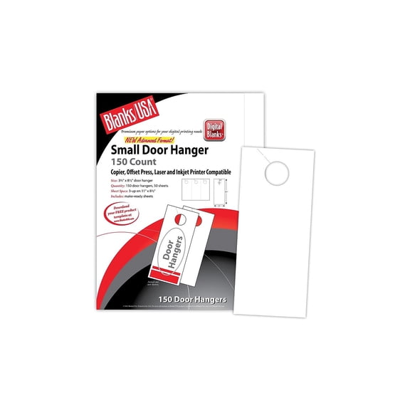 Blanke Blanks/USA 3.67" x 8 1/2" 90 lbs. Digital Index Cover Door Hanger White 50/Pack LDH305X9WH
