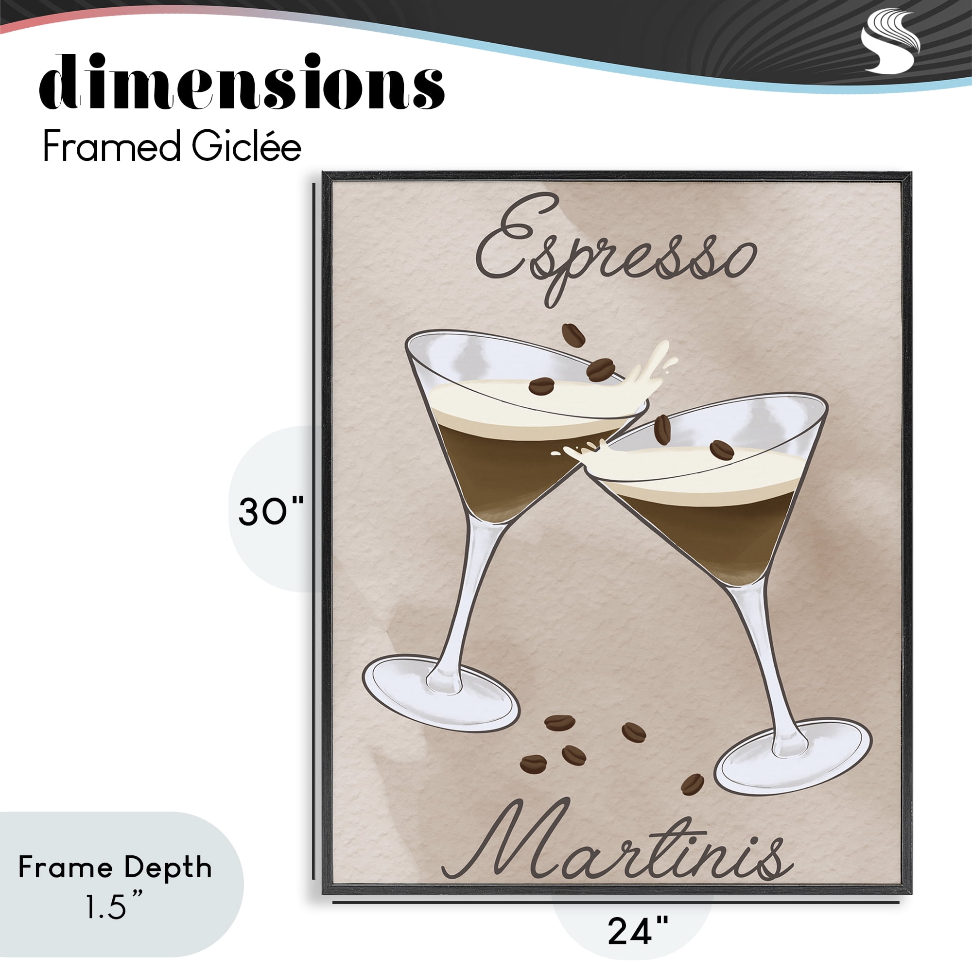 Stupell Industries Cheers Espresso Martinis Black Framed Giclee Art, design by Marcus Prime