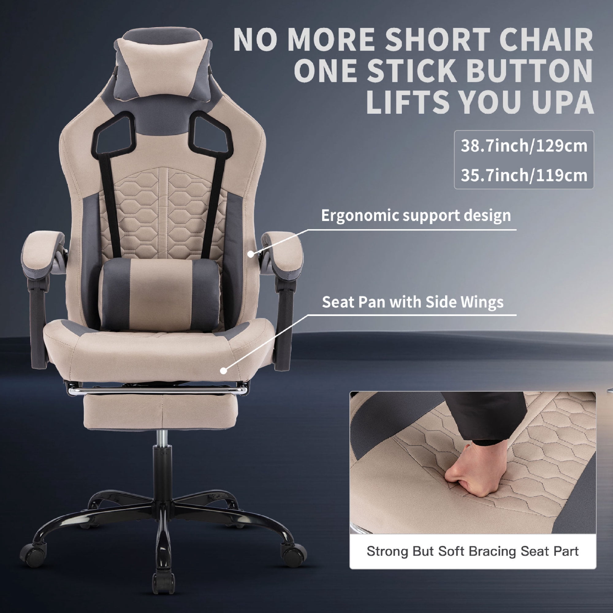 Gaming Chair Ergonomic PC Gamer Chair with Footrest Comfortable Headrest and Lumbar Support,High Back PVC Leather