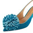 thumbnail image 3 of XYD Women Graceful Flower Pointy Closed Toe Velvet Pumps Block Crystal Mid Heels Slingbacks Dressy Weddding Shoes Size 4 Blue, 3 of 4