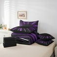 thumbnail image 5 of Black Light Purple Comforter Set 7 Piece Bed in a Bag Twin,3D Black Hole Abstract Geometric Bedding Sets,Modern Striped Circle Swirl Sheet Set with Comforter,Geometry Stripes Line, 5 of 6