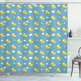 thumbnail image 1 of Bee Shower Curtain, Cute Hand-Drawn Bees with Wings and Enourmous Eyes Flying in the Blue Sky with Clouds, Fabric Bathroom Set with Hooks, 69W X 75L Inches Long, Multicolor, by Ambesonne, 1 of 3