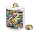 thumbnail image 3 of Contemporary Piggy Bank, Lively Colored Hand Drawn Style Art Abstract Composition with an Eye Motif, Ceramic Coin Bank Money Box for Cash Saving, 3.6" X 3.2", Multicolor, by Ambesonne, 3 of 4