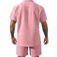 thumbnail image 3 of LWavelet Men's Casual Button Down Shirt and Drawstring Shorts Set Classic Summer Outfit Pink L, 3 of 3