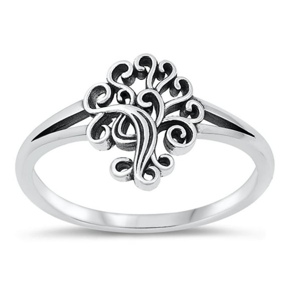 Vintage Oxidized Tree of Life Ring .925 Sterling Silver Jewelry Female Male Unisex Size 6