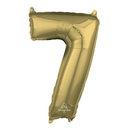 26 inch Number 7 - Anagram - White Gold Foil Mylar Balloon - Party Supplies Decorations