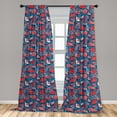 thumbnail image 4 of Ambesonne Nautical Curtains, Seaweeds Sea Animals Art, Pair of 28"x63", Scarlet and Dark Sky Blue, 4 of 4