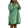 thumbnail image 3 of Zpzdpjkx Women's Striped Button Down Shirt Dress Loose 3/4 Sleeve Oversized Split Hem Casual Mini Dress, 3 of 9