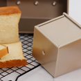 thumbnail image 2 of AMERTEER Baking Tools Side Mouth Curling Design Water Cube Non-stick Sliding Lid Toast Box Bread Baking Mold Golden Non-stick Square Toast Box, 2 of 10