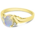 thumbnail image 3 of 14k Yellow Gold Oval Opal And Diamond Ring, 3 of 6