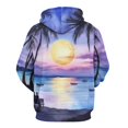 thumbnail image 3 of Palm Moon Beach Romance Men's Women Vintage 3D Hooded Sweatshirt - All-Season Loose Fit Streetwear, 3 of 6