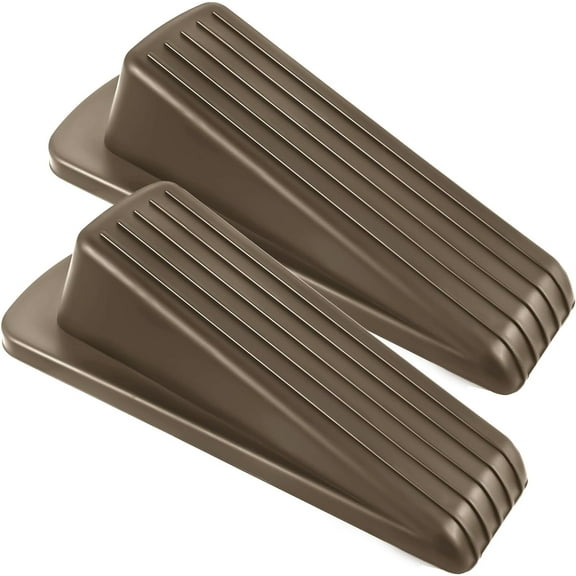 FacoFaco 2 Pack Rubber Door Stoppers for Bottom of Door on Floor, Floor Sturdy Stackable Door Stops for Carpet Heavy Duty Door (Brown)