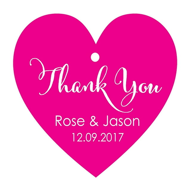 100 PCS Thank You Custom Made Heart Shape Hang Tags Personalized Wedding Favor Paper Tags