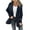 Black, variant on Women'S Double Breasted Wool Pea Coat Notched Lapel Cable Knit Raglan Sleeve Sweater with Cuff Straps Milky White XL