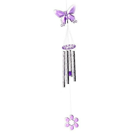 Sufanic Butterfly Wind Chimes Outdoor 16inch Wind Chimes Unique Tuned Relaxing Soothing Melody for Garden  Yard  Patio  Porch,Home Decoration and Gift Purple