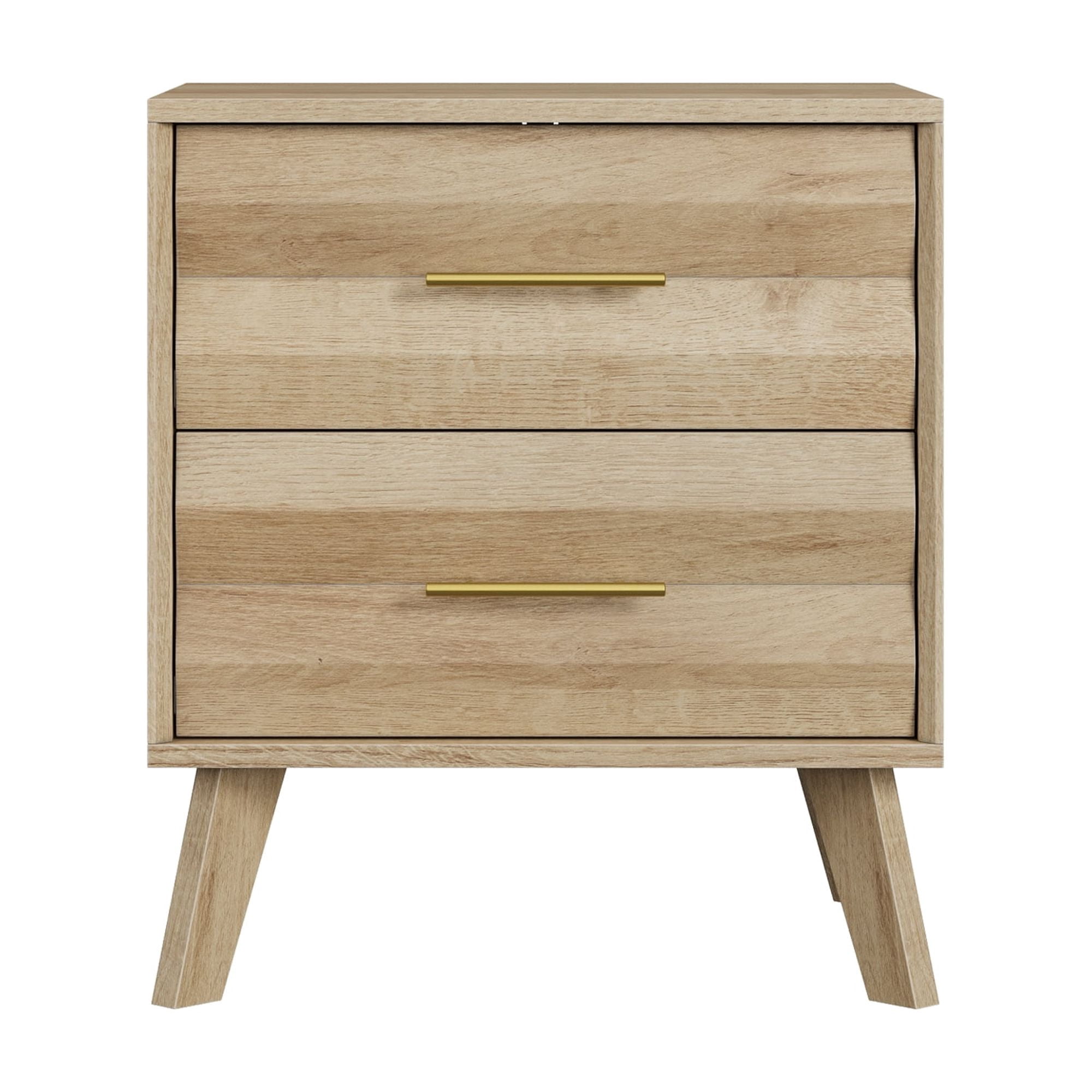 Double Drawer Bedside Table, Medieval-Style Modern Bedroom Bedside Storage Cabinet, Bedside Table With Metal Handles, Single Unit