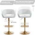 thumbnail image 5 of Wubio Adjustable Bar Stool with Hollow Back and Arms, Modern PU Leather Swivel Barstool, Airlift Counter Height Bar Chair for Kitchen Dining Room (Pearl White, Gold Base), 5 of 18