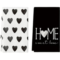 Black Heart Love Kitchen Towels Dish Towels, 18x26 Inch Home Sweet Home Halloween Decoration Hand Towels Set of 2