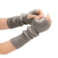 thumbnail image 2 of BLTIBY Knitted Arm Warmers Fingerless Gloves for Women Winter Solid Color Fashion Thermal Knit Mitten Long Arm Sleeve with Thumb Hole Gray Free Size, 2 of 4