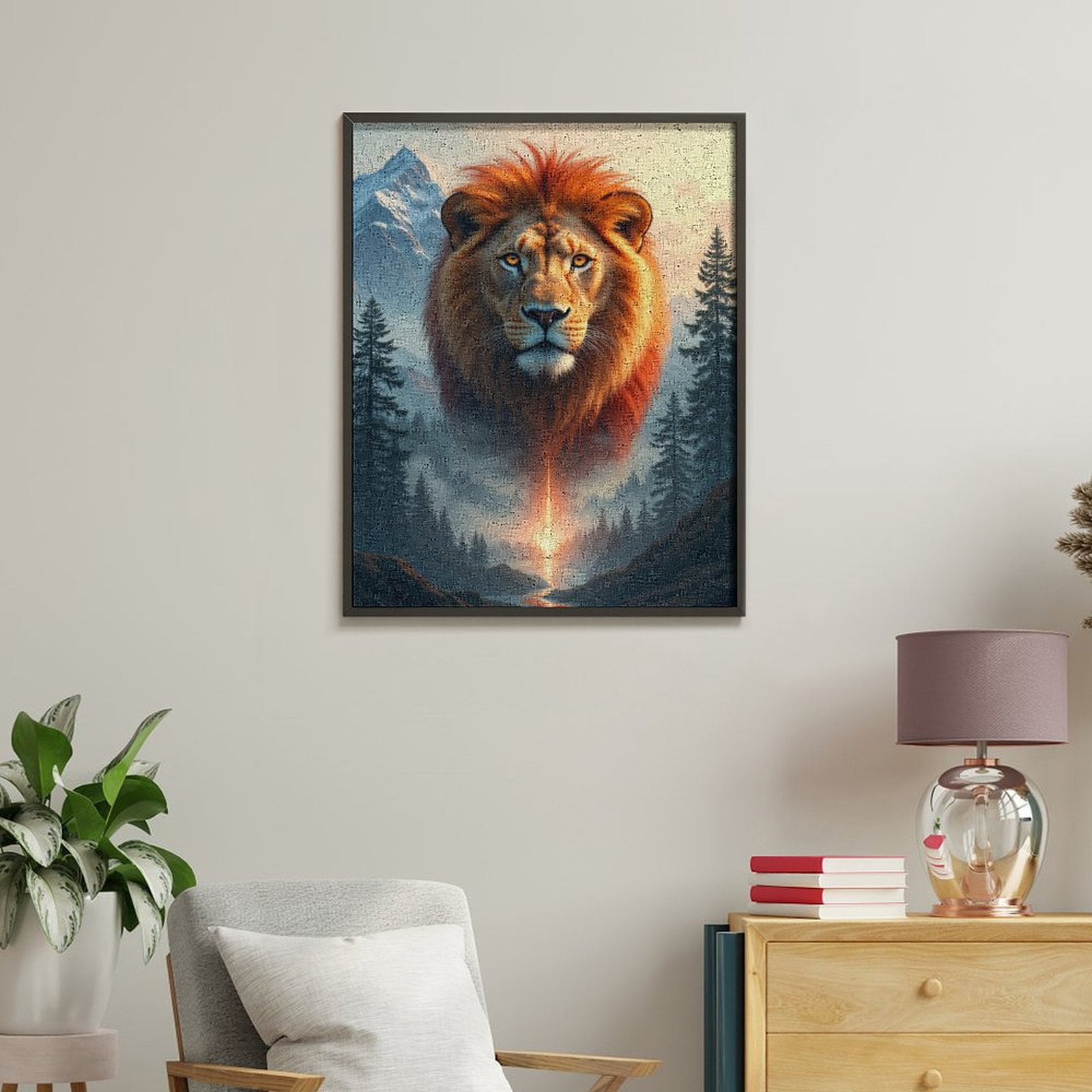Paint by Numbers Kit for Adults, Lion Majestic Mountain Sunburst Paint by Numbers, Easy Paint by Numbers Kit for Adults Beginner, DIY Adult Paint by Number Kits on Canvas, Home Decor