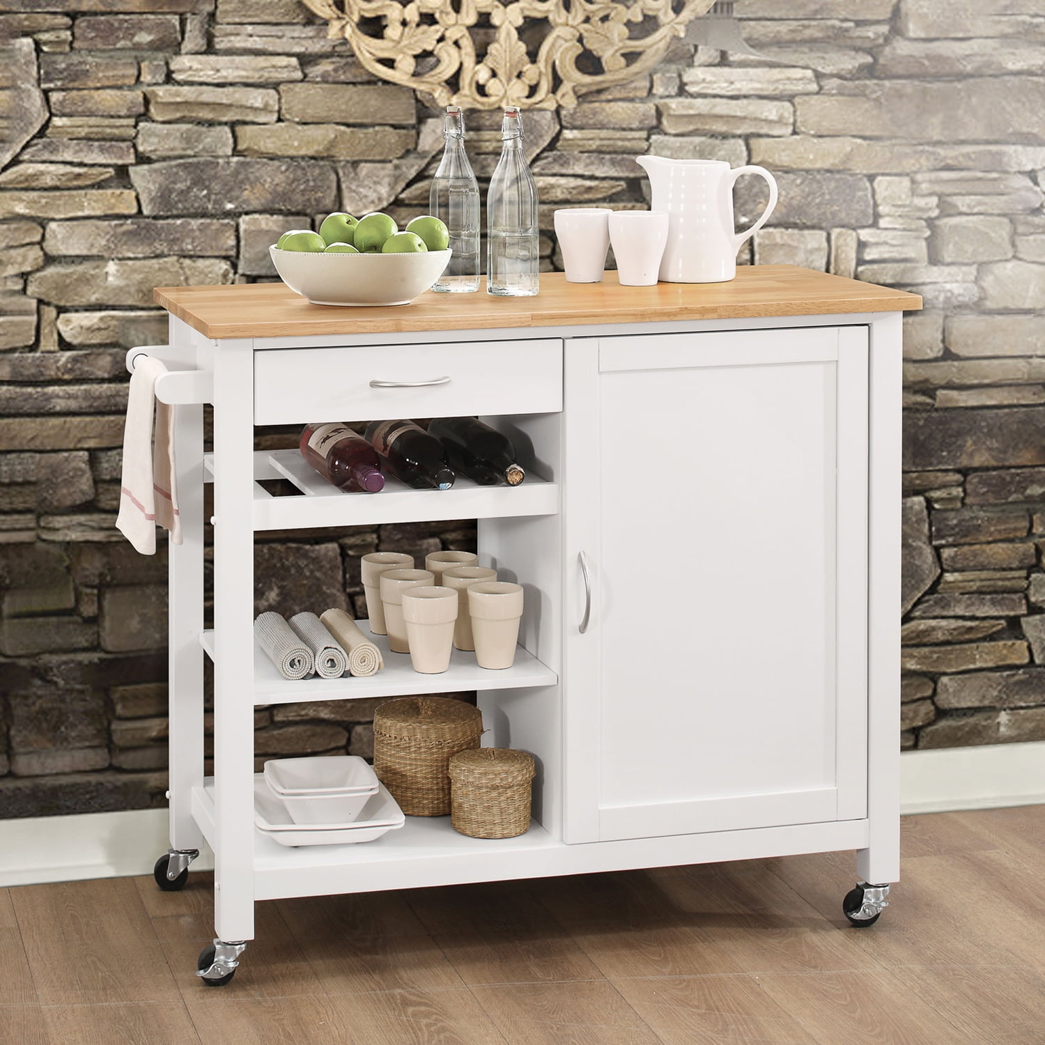 Kitchen Cart With Wheels And Storage, Stainless Steel Rolling Kitchen