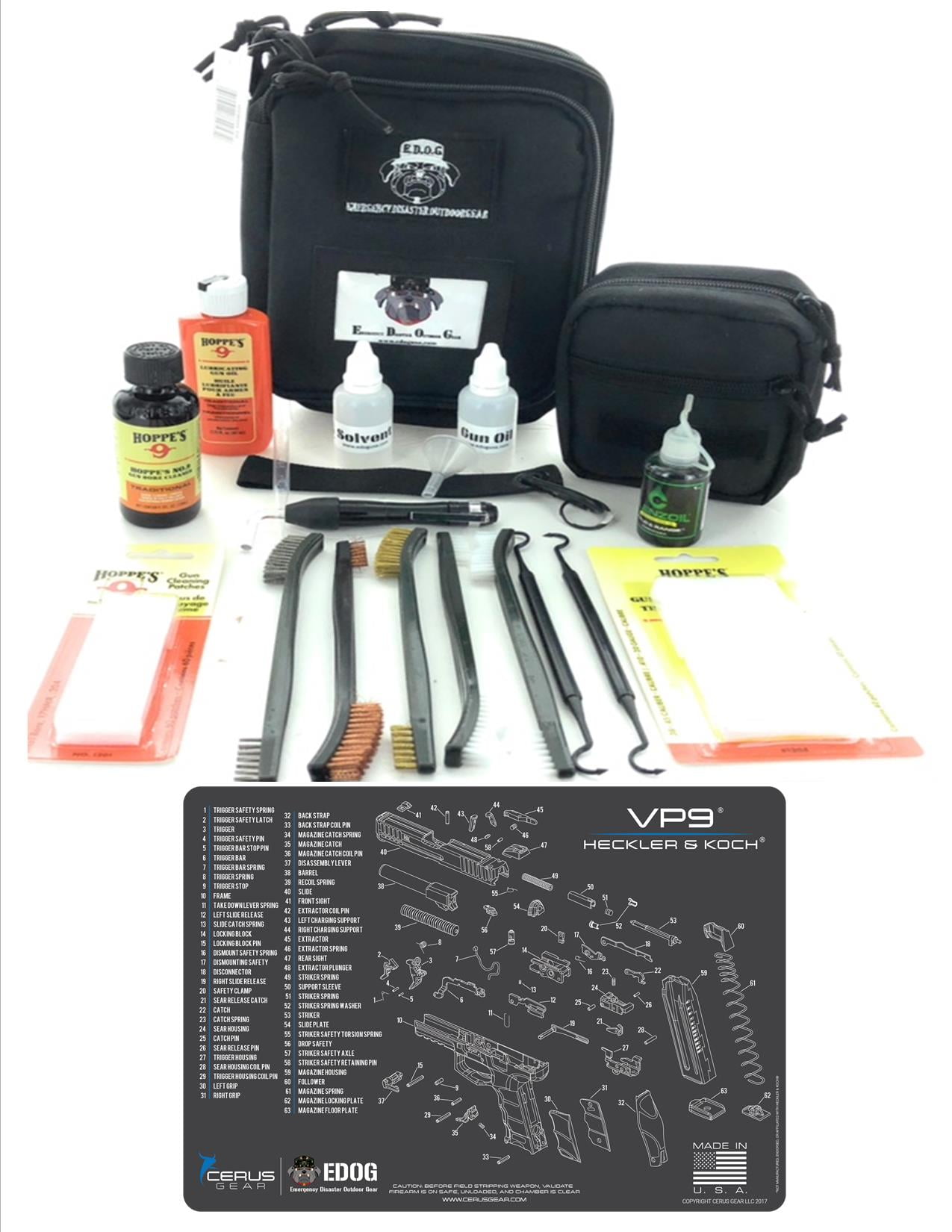 RangeMaster Elite EDC Bag Gun Cleaning Kit Compatible for H&K VP9 Schematic Mat (Exploded