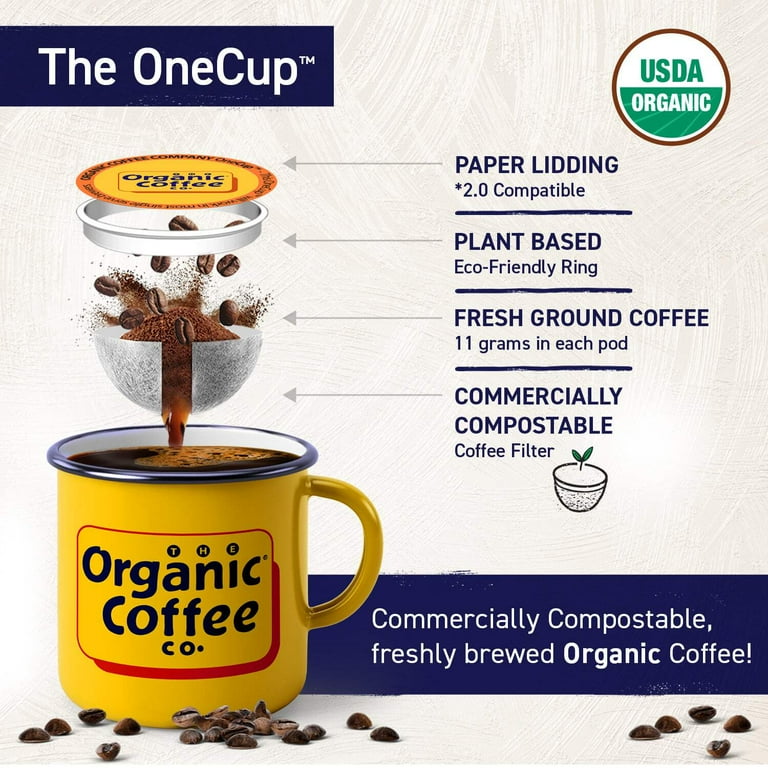 The Organic Coffee Co. Compostable Coffee Pods Breakfast Blend 36 Ct K Cup Compatible including Keurig 2.0 Medium Roast Walmart