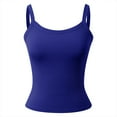 thumbnail image 4 of Women Spaghetti Strap Neck Ribbed Tank Tops Slim Fitted Camisole Basic Sleeveless Layering Shirts Blue XS, 4 of 5