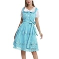 thumbnail image 2 of ersvoioy Womens German Oktoberfest Dirndl Dress Short Sleeve Lace Up Corset Belted A Line Midi Gown with Lace Detail Soft Fabric for Beer Festivals and Halloween Dress Up Events Green XXXL, 2 of 3