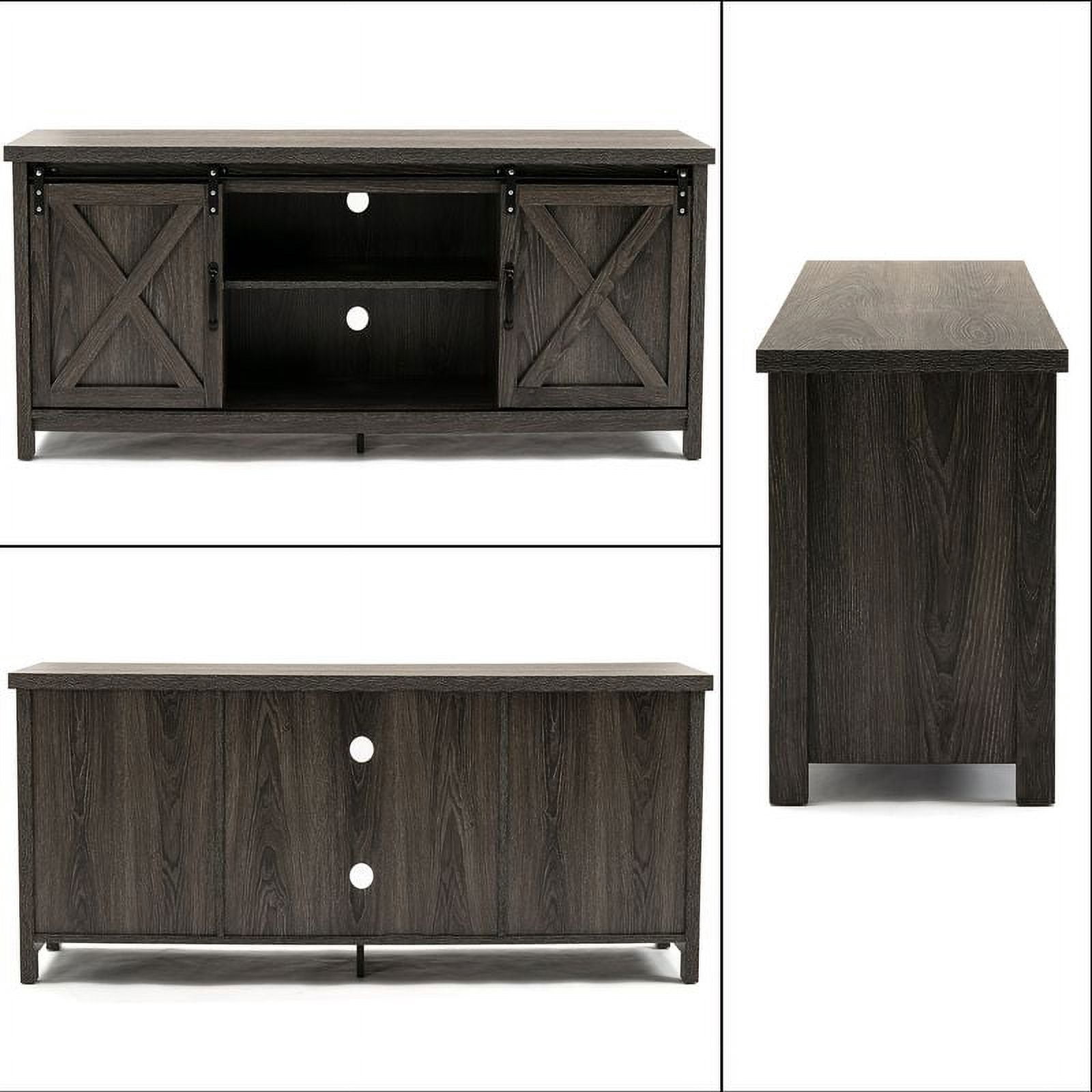 Yaoping 58" Farmhouse Sliding Barn Door TV Stand for TVs Up to 65" Television Cabinet(Dark gray)