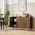 thumbnail image 2 of HOMCOM Buffet, Armoire Buffet Cannelée avec Tablettes Ajustables, Brun Foncé, 2 of 10