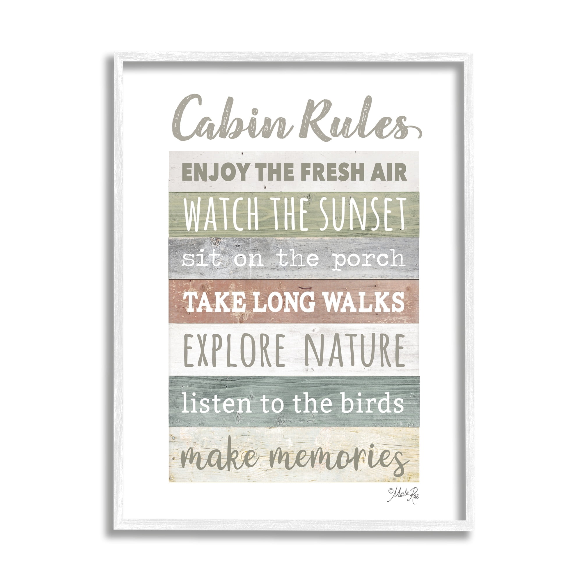 Stupell Industries Cabin Rules Typography Sign Nature Hiking Theme Framed Wall Art, 11 x 14, Design by Marla Rae