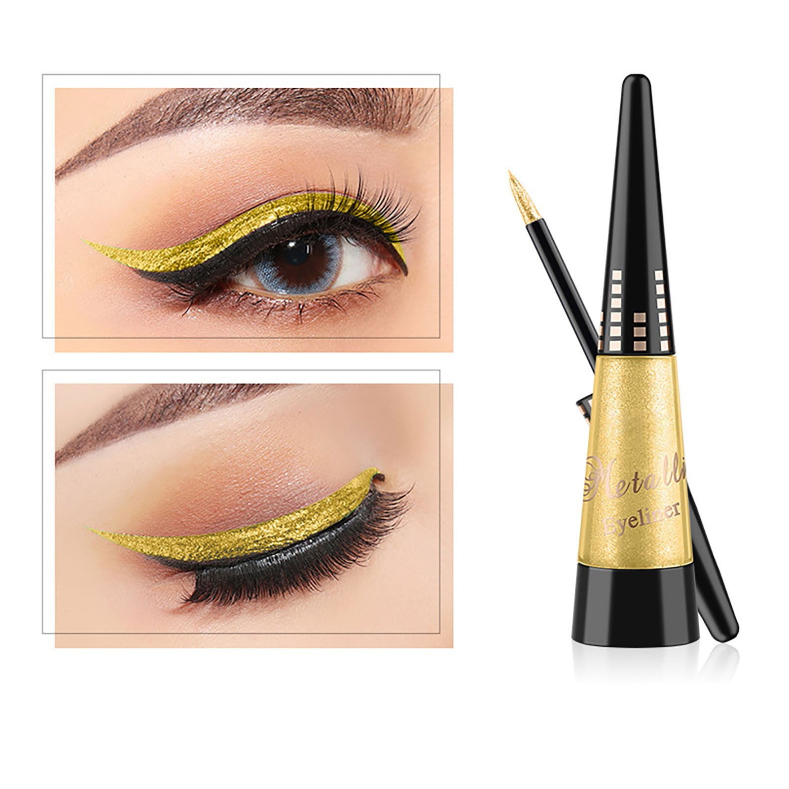 Sparkly Eyeliner Pen Waterproof Sparkly Shimmer Eye Liner High Pigment Long Lasting Smudge Proof Metallic Eye Makeup for Women Cruelty Free 1PC*3 Makeup Organizers