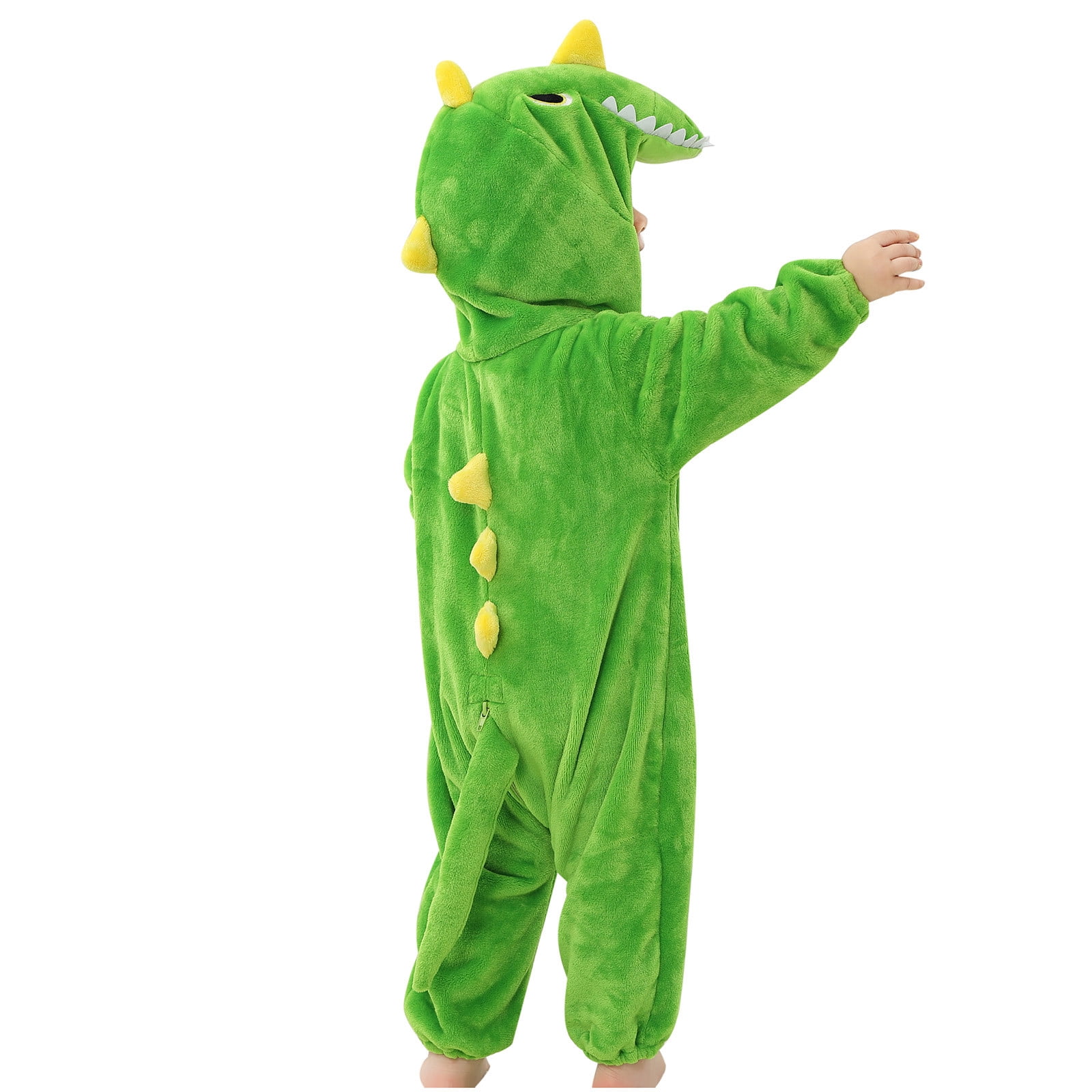 FFENYAN Cute Green Dinosaur Baby Onesie Long Sleeve Flannel Romper Unisex Soft Cozy Outfit for Infants Perfect for Playdates and Everyday Wear for 3 Months-3 Years