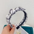 thumbnail image 4 of Ornament Houndstooth Headband Wide-Edge Bow Headband Pearl Headdress Elegant Hair Accessories H04, 4 of 5