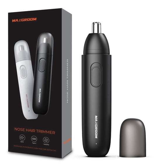 MAXGROOM Nose Hair Trimmer for Men, Rechargeable Ear and Nose Hair Trimmer with Type-C Charging, Dual-Edge Stainless Steel Blades, Waterproof Detachable Head, Eyebrow Trimmer, Portable Grooming Tool