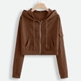 thumbnail image 7 of CAIXIA Women Cropped Cargo Pocket Full Zip Hoodie Long Sleeve Drawstring Zip Up Crop Hooded Jacket Casual Sweatshirts, 7 of 7
