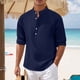 thumbnail image 2 of Camisa slim fit con cuello alto para hombre: tejido de lino, diseño con bolsillo en el pecho, ropa informal para el día a día, tallas S-XXXL, contorno de pecho 106-130 cm, manga larga, 2 of 8