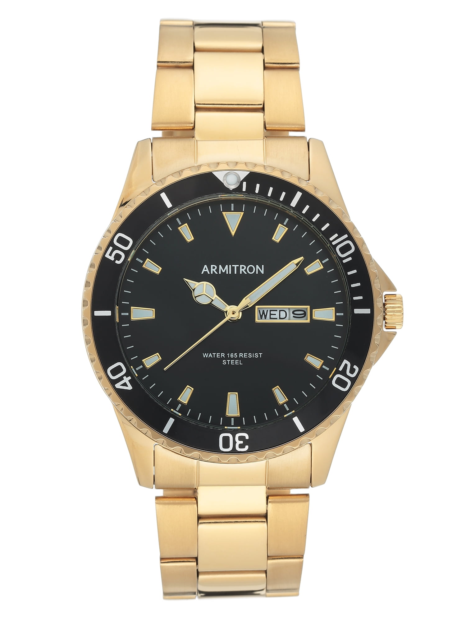 Armitron Men's Gold-Tone and Black Day Date Dress Watch - Walmart.com