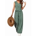 thumbnail image 2 of Conjuntos de 2 Piezas para Mujer: Chaleco de , Conjuntos Casuales Elegantes, Pantalones de Pierna , Trajes. Verde S, 2 of 7