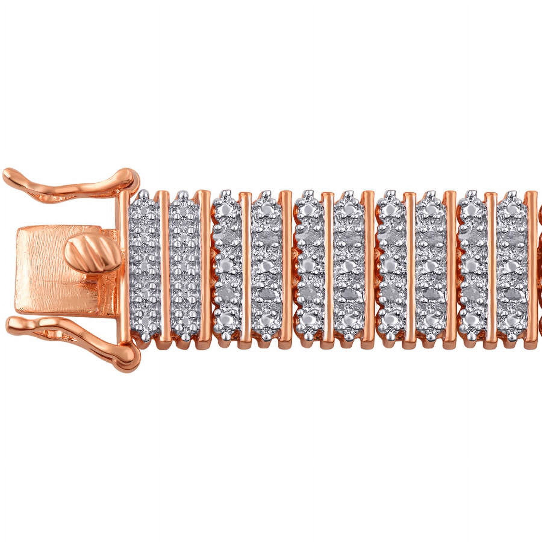 1.00 Carat T.W. Diamond 14kt Rose-Tone Coloumn Link Bracelet, 7.50"